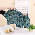 thumbnail image 2 of CAICJ98 Toddler Boy Short Sets Floral Hawaiian Outfits Short Sleeve Button-Front Shirt and Shorts Set Kids Casual Summer Clothes (Green,3-4 Years), 2 of 4