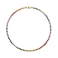 thumbnail image 2 of 925 Sterling Silver Sapphire Unisex Round Rainbow Necklace In Rainbow Tennis Necklace Rainbow Sapphire Tennis Necklace,omber tennis necklace, 2 of 3