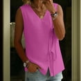 thumbnail image 4 of Women's Sleeveless V-Neck Linen Tank Top, Solid Color Casual Summer Blouse, 4 of 7