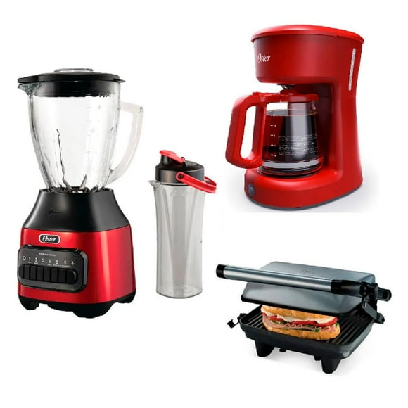 Combo de electrodomesticos Oster Licuadora + Cafetera + Sandwichera Rojo