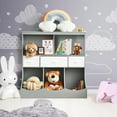 thumbnail image 2 of Giantex 3-Tier Kids Bookcase Toddler Storage Organizer Cabinet Shelf w/8 Compartment Box &  Removable Drawers for Children, Grey, 2 of 8