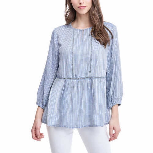 Fever Ladies' 3/4 Sleeve Blouse - Blue Whistler's, Small - NEW