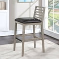 thumbnail image 5 of American Woodcrafters Siri Solid Wood Gray with Brown Bonded Leather Bar Stool, 5 of 11