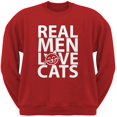 thumbnail image 1 of Valentine's Day - Real Men Love Cats Red Adult Crew Neck Sweatshirt, 1 of 1