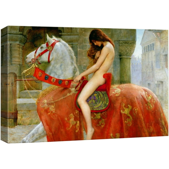 wall26 Impression sur Toile Art Mural Lady Godiva par John Collier Illustrations Historiques, Art Traditionnel Coloré Multicolore pour Salon, Chambre, Bureau - 16"x24 Pouces