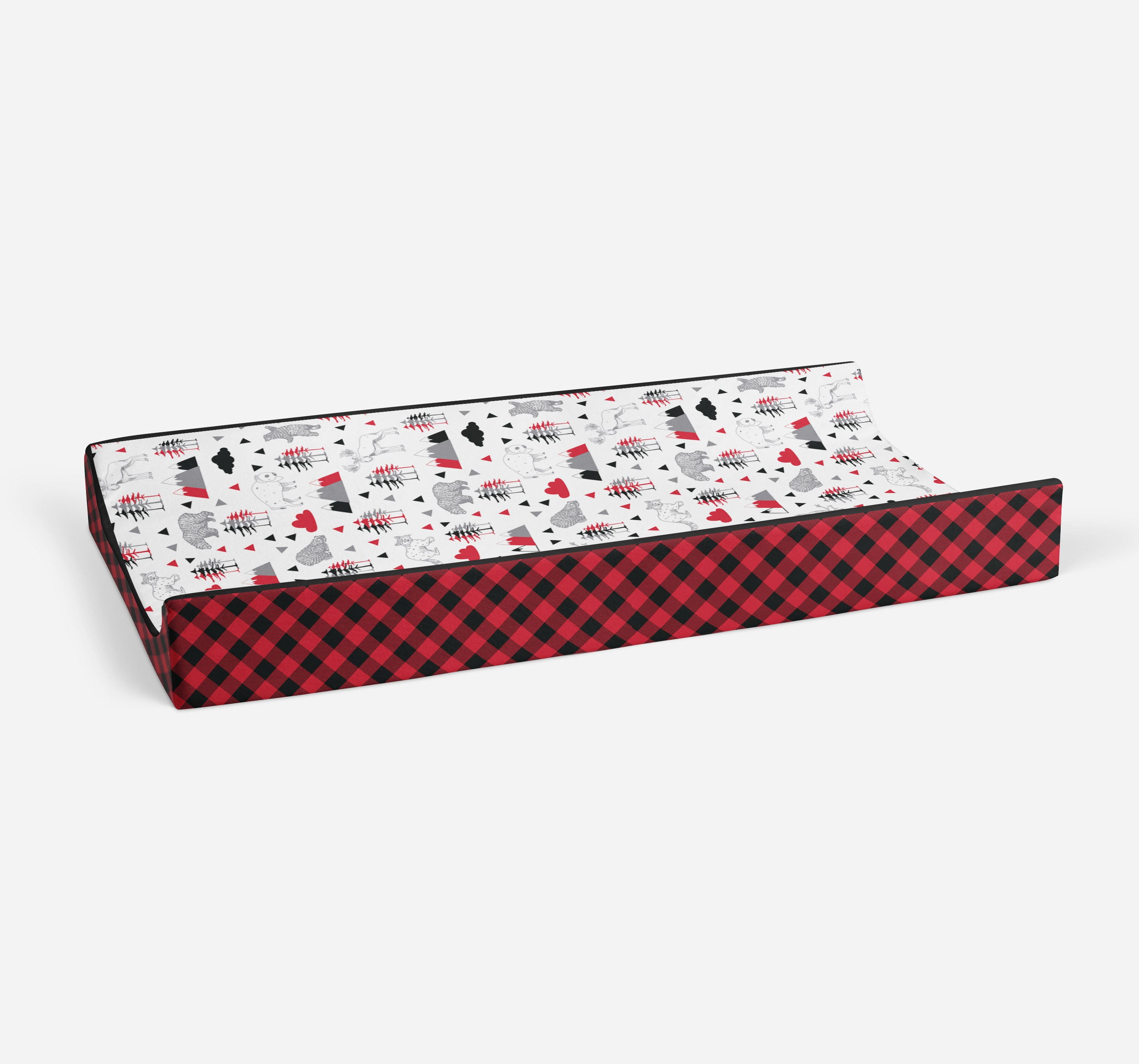 Bacati - Lumberjack Red/Black/Gray Quilted Changing Pad Cover