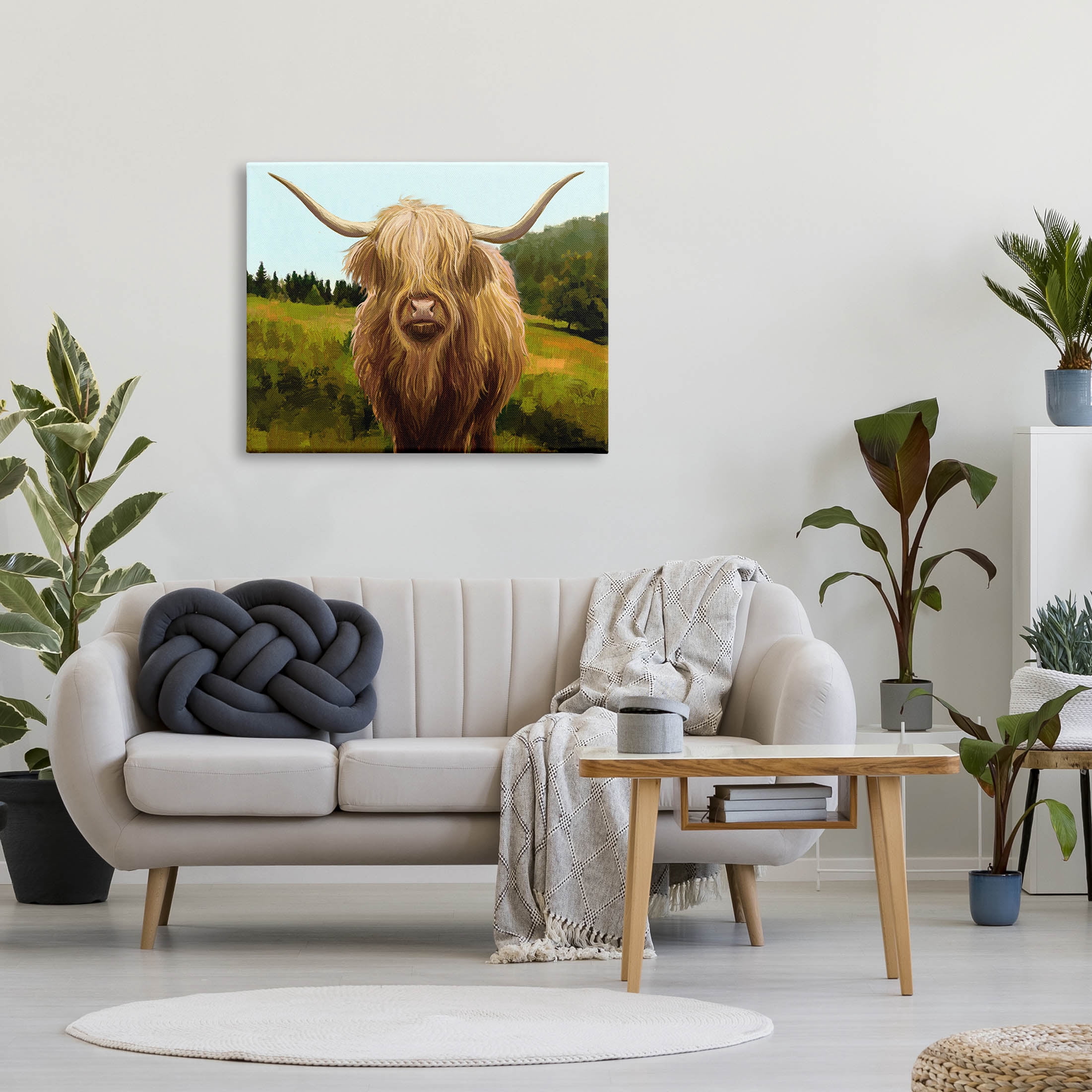 Stupell Industries Country Highland Cattle Grazing Painting Gallery Wrapped Canvas Print Wall Art, Design by Ziwei Li