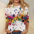 thumbnail image 2 of Women Blouse 3/4 Sleeve Petite, Plus Size Womens Shirts Womens Sports Tops With Built In Bra Summer Tops for Women 2026 Trendy Boho Summer Shirts for Teens Modest, 2 of 5