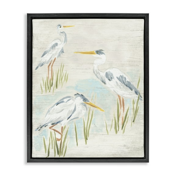 Stupell Industries Rustic Lake Birds Animals & Insects Painting Black Floater Framed Canvas Art Print Wall Art, 17 x 21