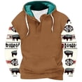 thumbnail image 2 of Jinhomg Mens Fleece Lined Hoodies Vintage Western Cowboy Sweatshirts Casual Comfy Long Sleeve Country Graphic Pullover Tops with Pocket Coffee XL, 2 of 5