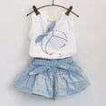 thumbnail image 2 of LUOGENLI Girls Summer Outfits 5T 4th of July Kids Girls Cute Bow Girl Pattern Shirt Top Grid Shorts Set Clothing Girl Summer Outfits Size 8/9 Girl Summer Outfits Size 10-12 130, 2 of 9