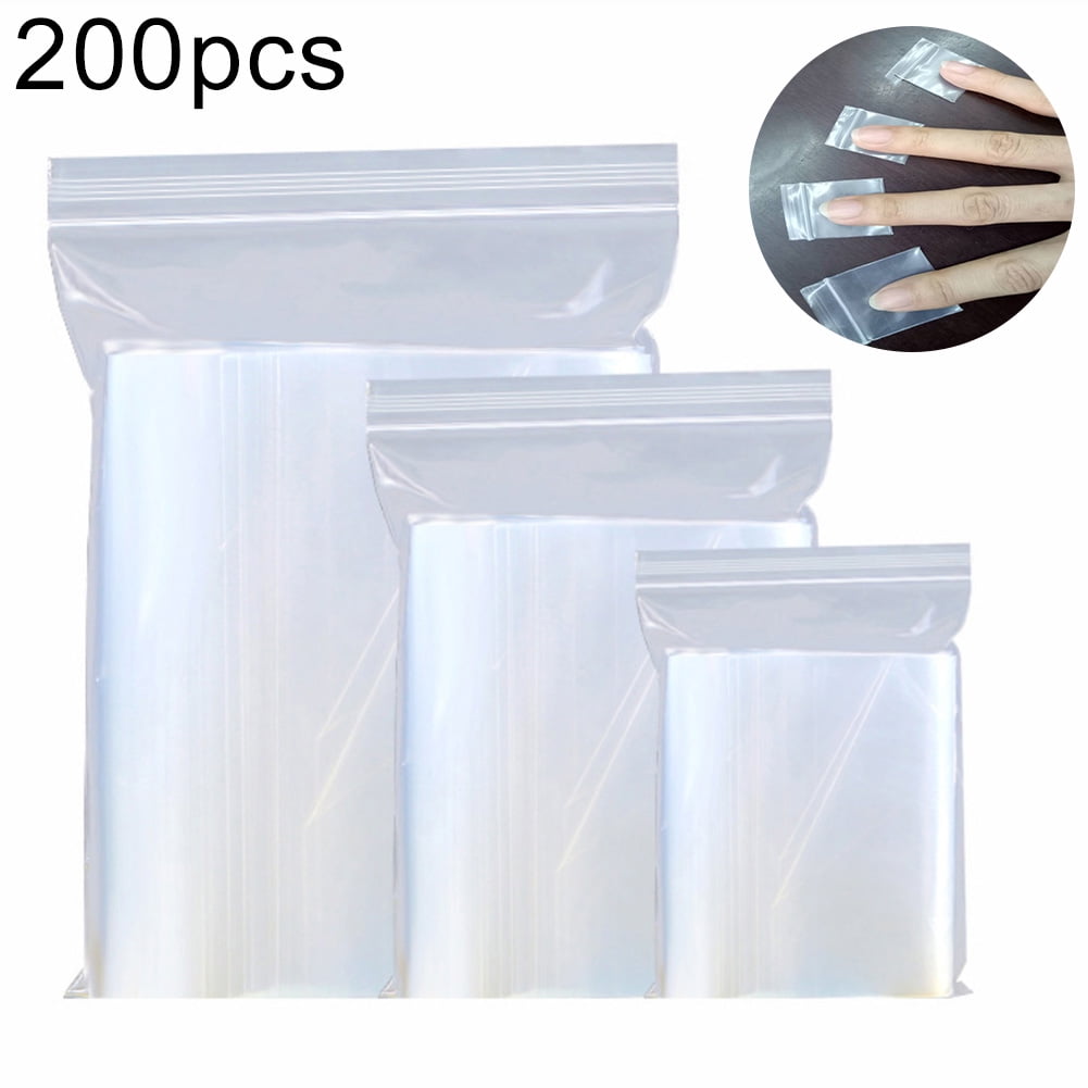 Plastic Seal Bags Ziplock Bags 5 Mil 6 Mil Reusable Assorted Sizes Clear Reclosable Zipper Poly Mini Packaging Baggies Storage for Daily Jewelry Candy Beads 100PC 