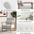 thumbnail image 3 of Coewske White Boucle Modern Accent Chair Upholstered Armchair w/ Pillow Wood Frame, 3 of 6