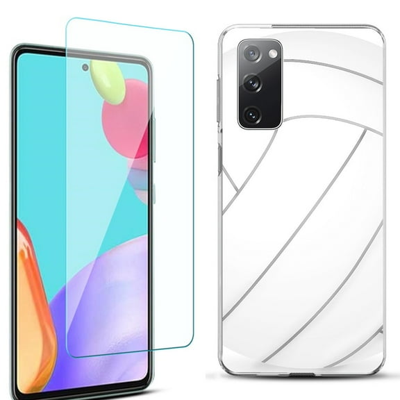 Slim-Fit Protective Phone Case for Samsung Galaxy S20 FE 5G Fan Edition, with Tempered Glass Screen Protector, by OneToughShield ® - Volleyball