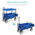 thumbnail image 3 of Best Choice Products Collapsible Folding Outdoor Utility Wagon with Canopy Garden Cart w/ Removable Canopy - Blue, 3 of 7