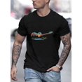 thumbnail image 1 of [Guitar Print Tee] Trendy Summer Guitar-shaped Printed T-shirt - Men's Loose Casual Short-sleeved Round Neck, 1 of 5