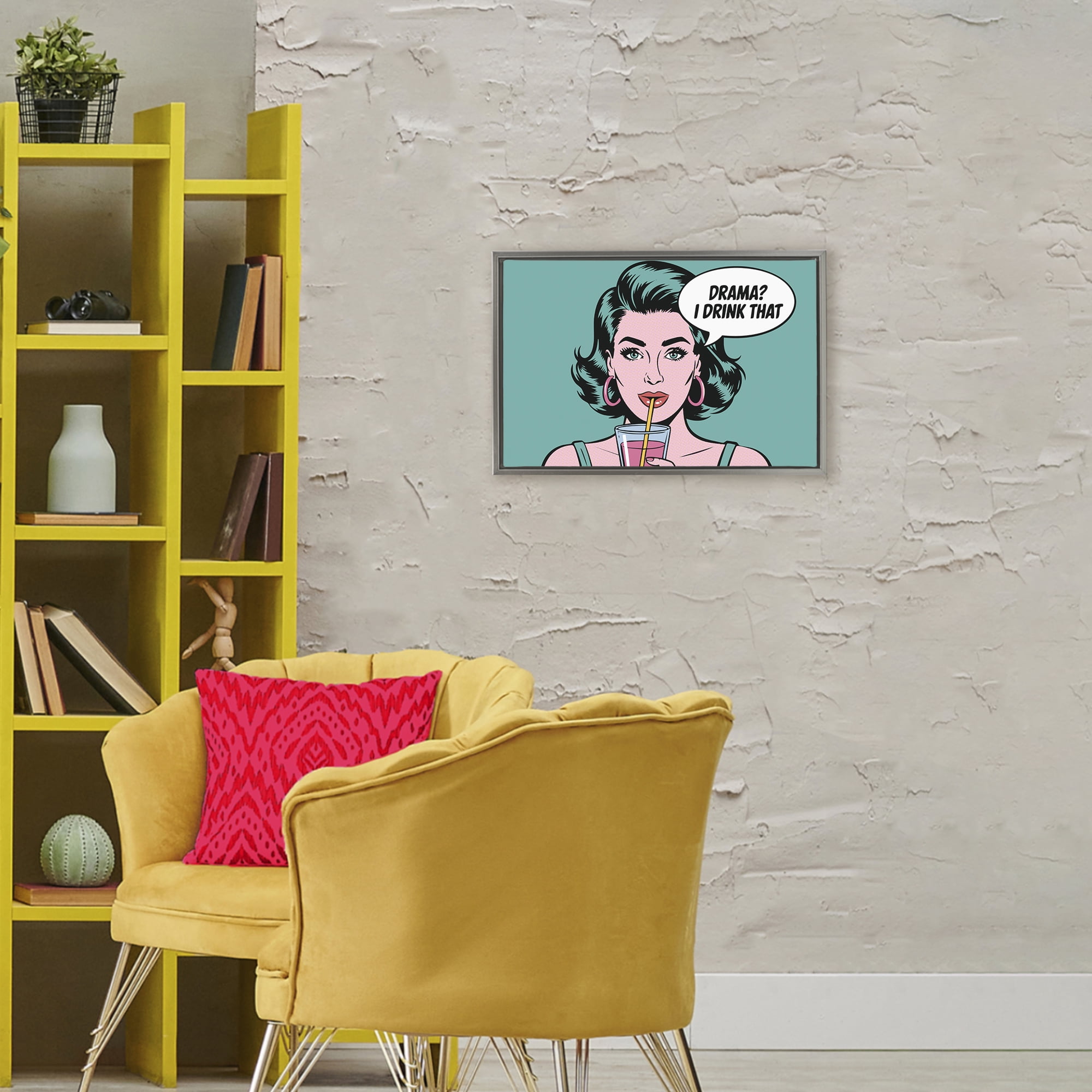 Stupell Industries Drama I Drink That Gray Framed Floater Canvas Wall Art, design by Andreas Magnusson