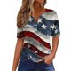 thumbnail image 2 of Fiudx Liquidación de Ofertas Flash Blusa de Manga Corta Estampada a La Moda para Mujer, Blusas Informales con Cuello En V, 2 of 5