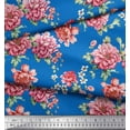 thumbnail image 3 of Soimoi Japan Crepe Satin Fabric Leaves & Peony Floral Printed Craft Fabric by The Yard 42 Inch Wide, 3 of 3