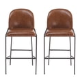 thumbnail image 3 of GZXS Modern Industrial Bar Stools Set of 2, 29"H Armless Pub Chairs with Faux Leather Upholstered Seat, Ergonomic Backrest and Metal Legs for Home Counter, Café, Kitchen Island (Brown), 3 of 8