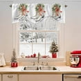 thumbnail image 2 of Christmas Ice Shoes Tie Up Valances Curtain, Berry Pine Needles Red Ribbon Wood Striped Adjustable Rod Pocket Short Window Treatment Tie Up Curtains Valances for Kitchen Living Room Bathroom 54x18 In, 2 of 9