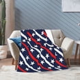 thumbnail image 2 of PUREYAH Travel Throw Blanket for Couch, Patriotic Red White Blue Stars Strips Lightweight Fluffy Flannel Outdoor Blanket, Microfiber Warm Blankets for Bed Long Flight Camping 40"x30" Inch, 2 of 6