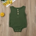 thumbnail image 6 of Franhais Newborn Baby Girls Boys Sleeveless Romper Solid Color Button Jumpsuit Summer Outfits, 6 of 8
