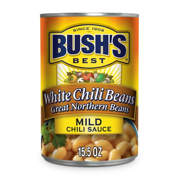 Bush MILD WHITE CHILI BEANS 15.5 oz, Pack of 1