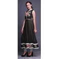 thumbnail image 3 of Bimba Robe Anarkali à Col Mandarin pour Femmes, Imprimé Floral Noir, Kurta Ethnique Indienne TTG, 3 of 6