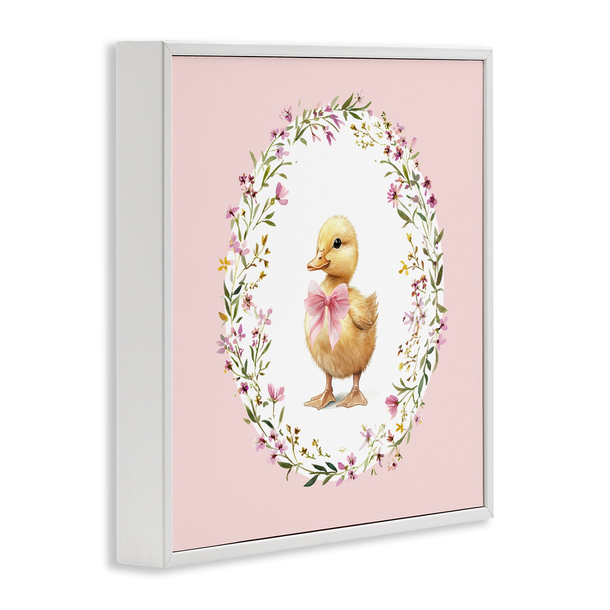 Stupell Industries Blush Pink Duckling White Framed Giclee Art, design by Christine Simpson Art