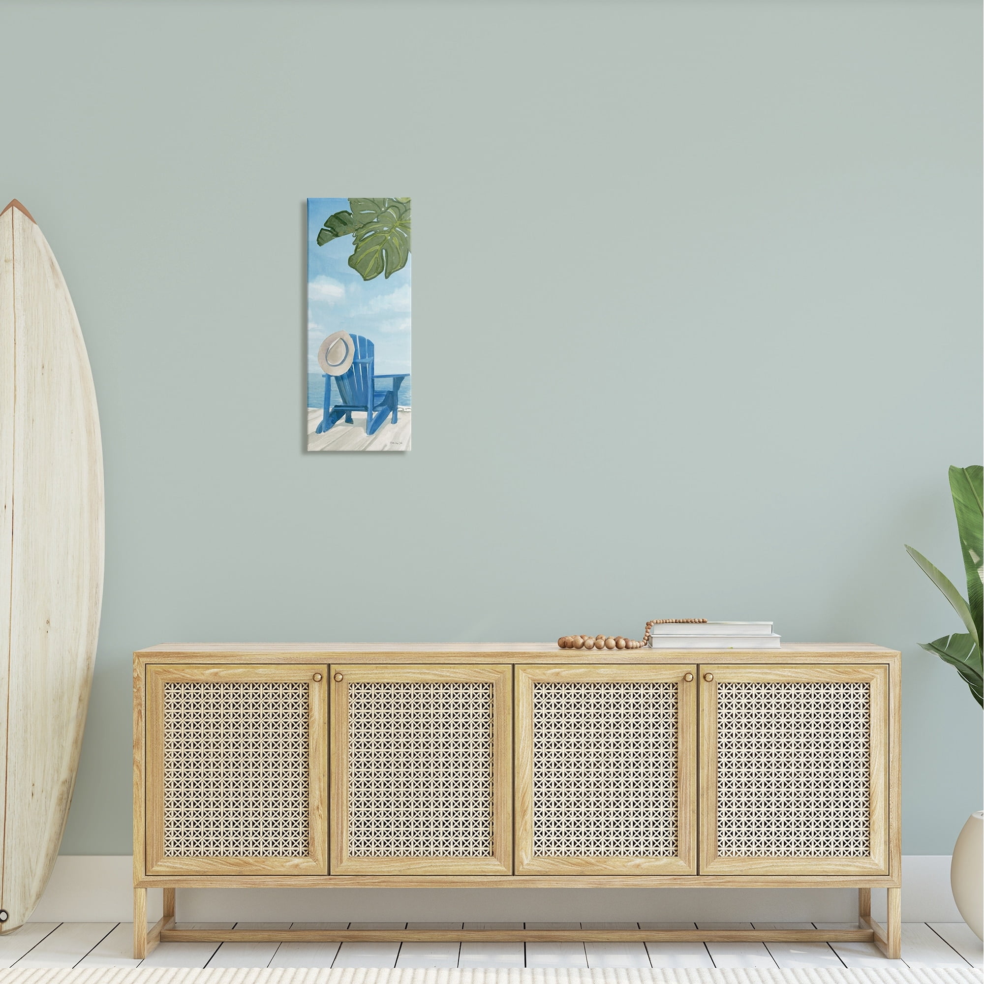 Stupell Industries Botanical Beach Chair Hat Ocean View Waterfront Botanicals, 20 x 48, Design by Stellar Design Studio