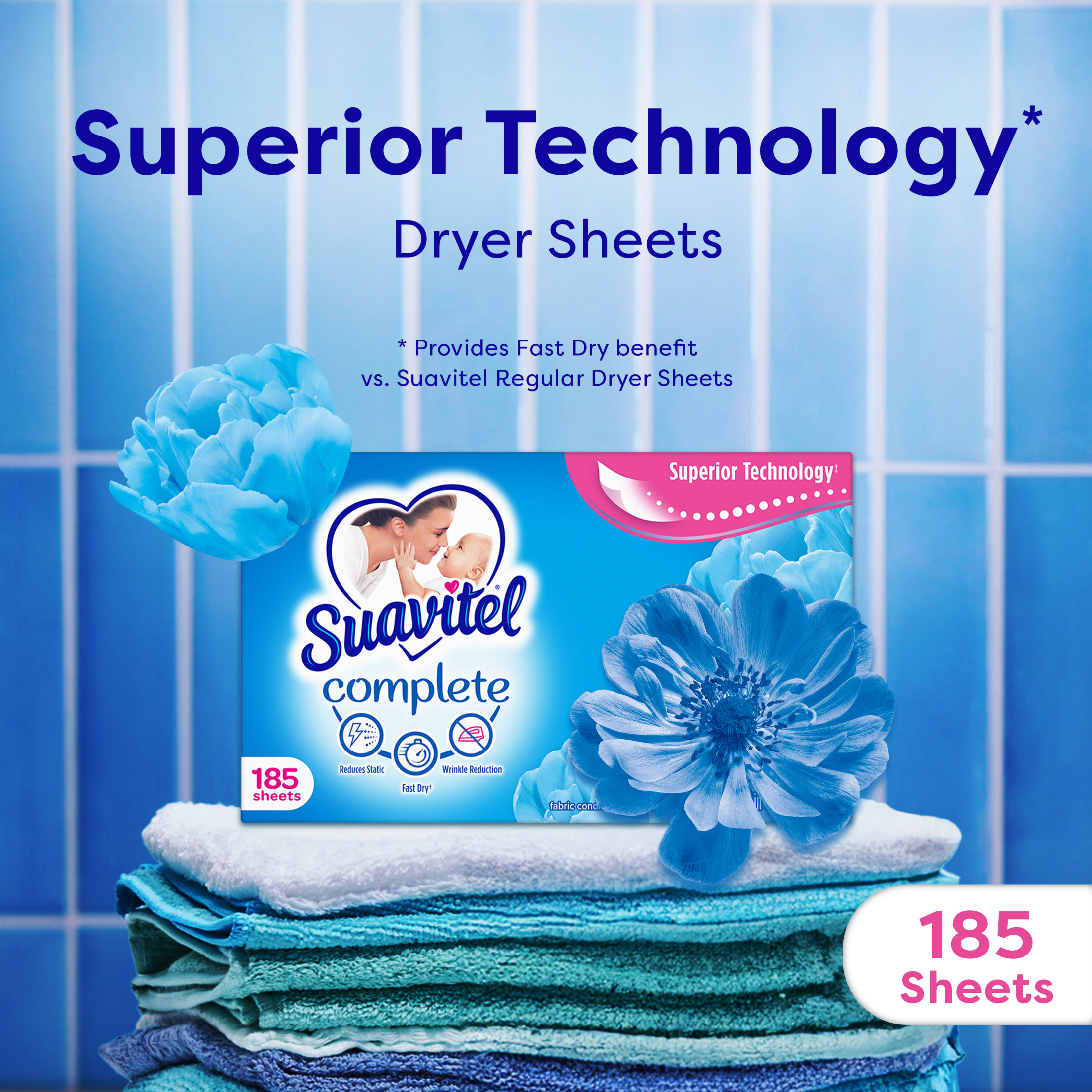 Suavitel Complete Dryer Sheets, Field Flowers Scent, 185 Count photo 2