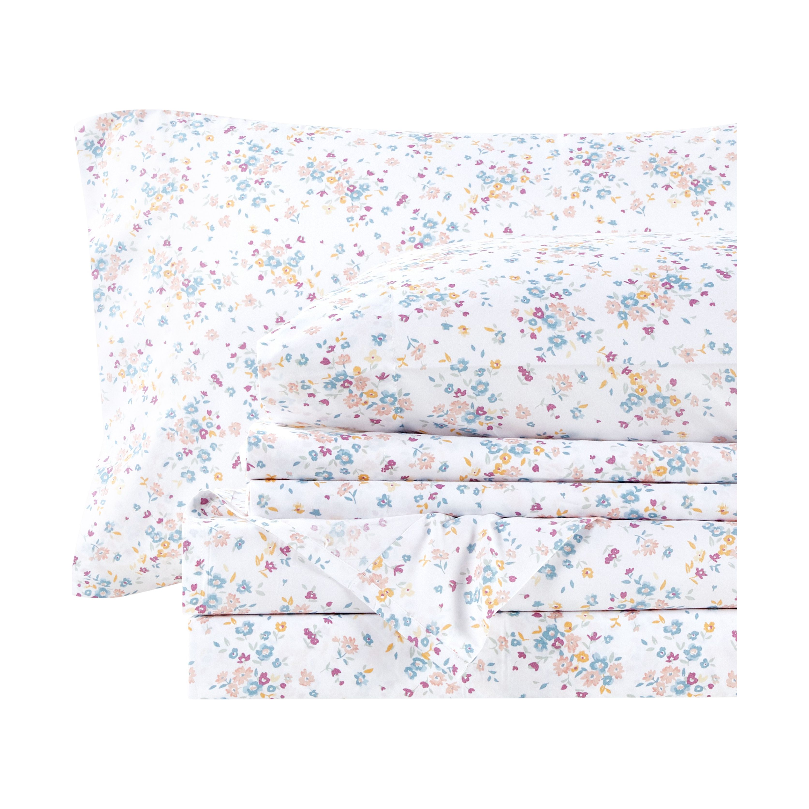 Mainstays Ultra Soft High Quality Adultteen Microfiber Bed Sheet Set Queen White Floral 4 0811