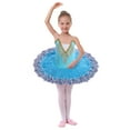 thumbnail image 4 of IBTOM CASTLE Girls Ballet Leotards with Platter Tutu Professional Hard Organdy Camisole Skirt Dancewear 5-6 Years Blue, 4 of 8
