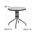 thumbnail image 4 of Flash Furniture Lila 28'' Round Glass Metal Table with Black Rattan Edging and 2 Black Rattan Stack Chairs, 4 of 11