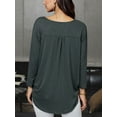 thumbnail image 5 of Women's Deep V Neck Long Sleeve Shirts Cross-Front Wrap Casual Tops 3/4 Sleeve Irregular Hem Blouses, 5 of 6
