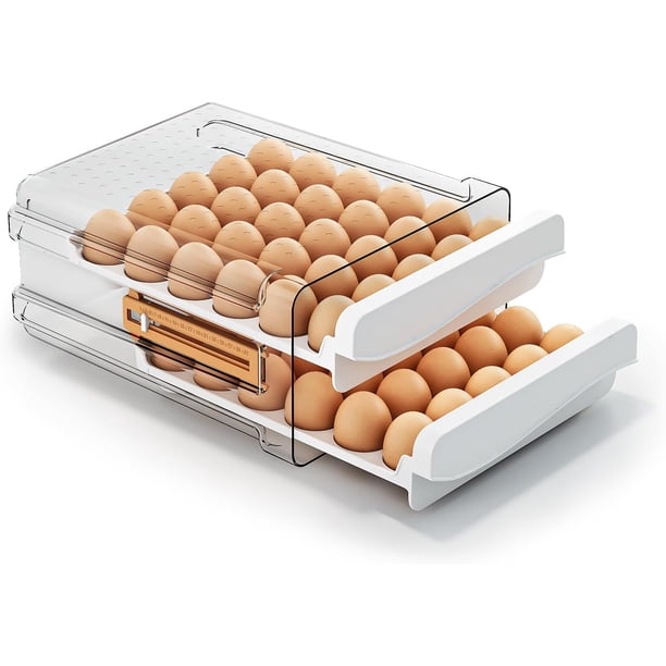 30-Egg Egg Storage for Refrigerator - Automatic Rolling Egg Storage for Refrigerator