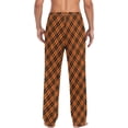 thumbnail image 2 of Top-kevin Orange Black Buffalo Plaid Men's Pajama Pants, Casual Men Pajama Bottoms, 2 of 7