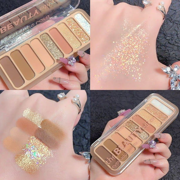 XWSHYW Sombra de Ojos 9 Colores Maquillaje Colores Nude Sombra de Ojos Natural Mate Brillo Pigmento Sombra de Ojos Brillo Pigmentado Sombra de Ojos