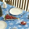 thumbnail image 5 of Christmas Tablecloth 60×102 Inch Rectangular, White Snow Blue Washable Table Cover for Party Picnic Dinner Decor, 5 of 6