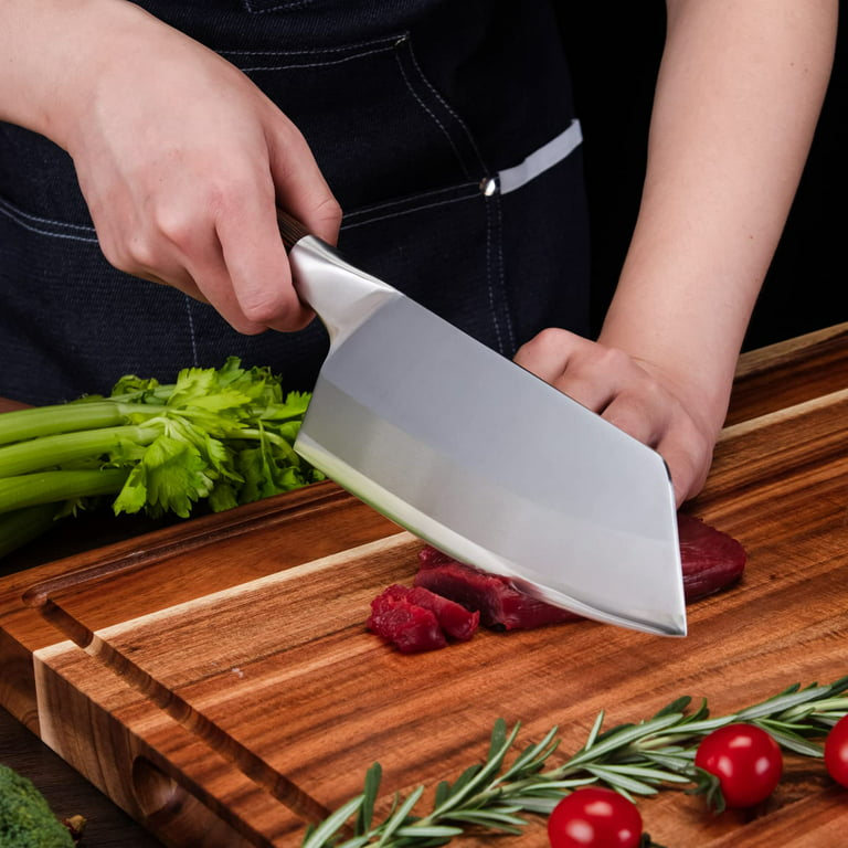 Meat cleaver, Little Cook 8 inch cleaver knife, Stainless steel butcher  knife, Vegetable knife for Home Kitchen and Restaurant