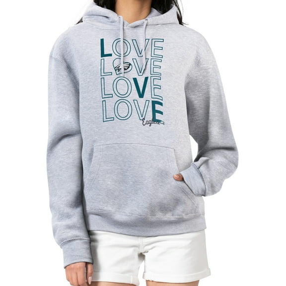 Women's G-III 4Her by Carl Banks Heather Gray Philadelphia Eagles Love Graphic Pullover Hoodie