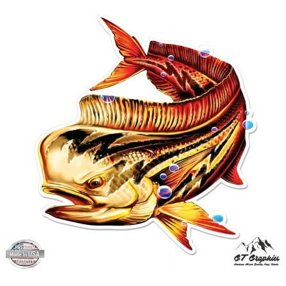 Mahi Mahi - 3" Vinyl Sticker - For Car Laptop I-Pad Phone Helmet Hard Hat - Waterproof Decal