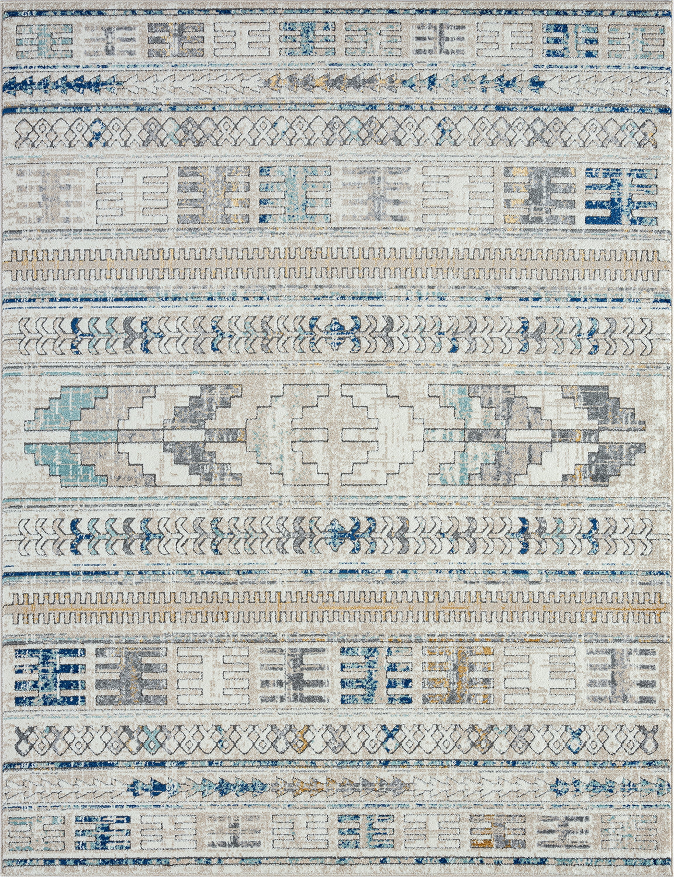 Contemporary 5x8 Area Rug (5'3'' x 7'3'') Tribal Multi-Color Living Room Easy to Clean