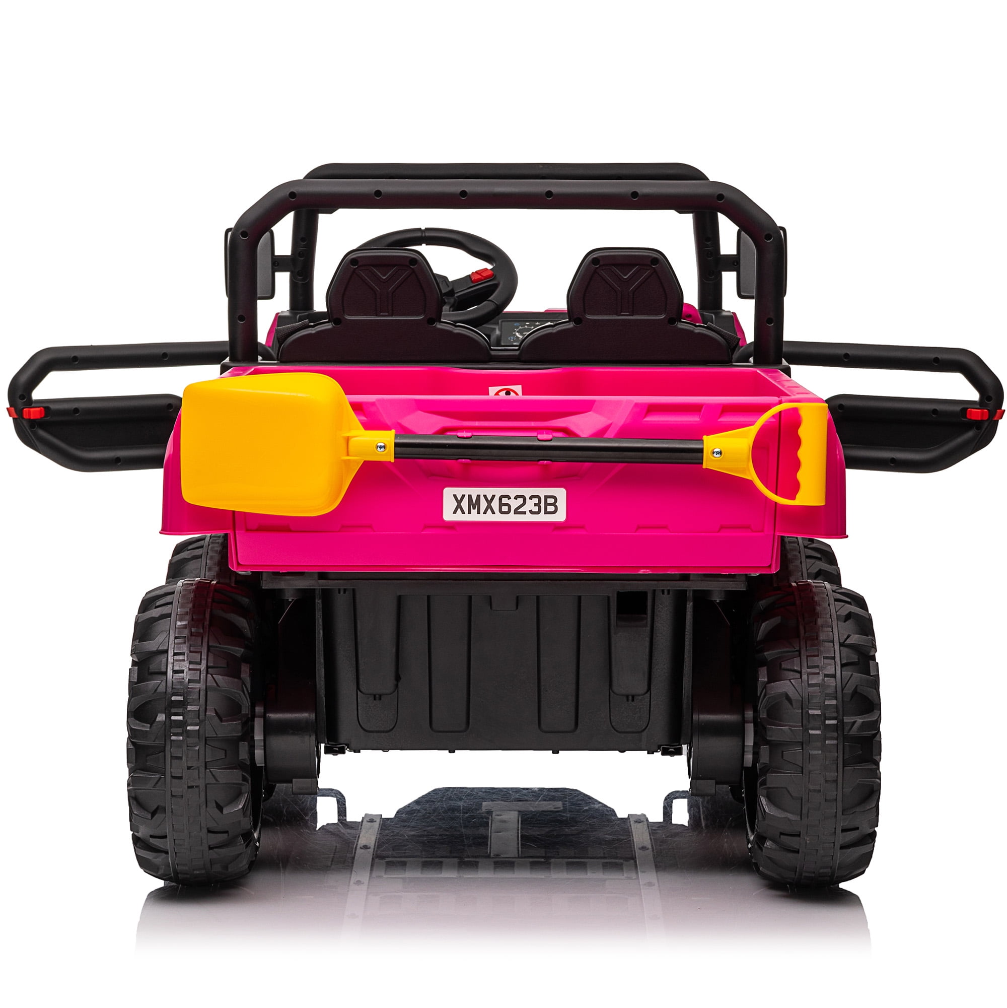 Jorfly 24V Kids Ride on Car, 7AH Battery Powered Toys Car w/ Remote Control, 2 Seater Ride on Truck, Bluetooth Music, LED Lights, Spring Suspension, Pink