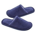 thumbnail image 2 of Dytern Winter,Non-slip Slipper Warm Cotton Slippers Plush Floor Shoes Winter Indoor Slippers for Man Woman (Dark Blue 44-45 Yard 9US,8UK，42.5EU,10.611Inch), 2 of 10