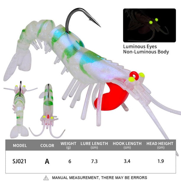 Pesca camarón cebo luminoso 7,3 cm 6g señuelos de trucha de un solo gancho suave (estilo A) Sywqhk Para Estrenar