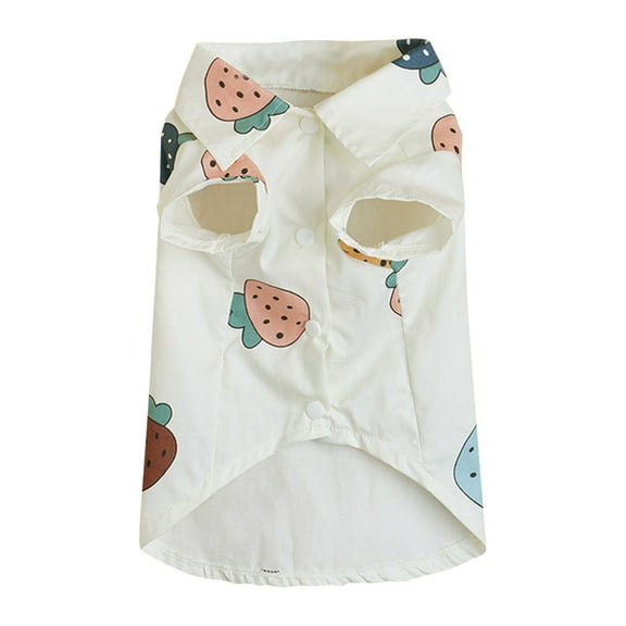 Soimiss Strawberry Print Cat Shirt Breathable Cotton Pet Outfit for Small Cats Daily Wear