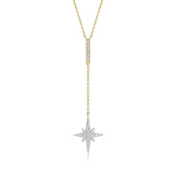 Ross-Simons 0.30 ct. t.w. Diamond North Star Y-Necklace in 18kt Gold Over Sterling, Women's, Adult