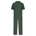 thumbnail image 5 of Baqcunre Women's Trousers Suit, Women's Fashion Set for Spring and Summer Cotton Linen Short Sleeved Round Neck Casual Solid Color Two Piece Set Green L, 5 of 7